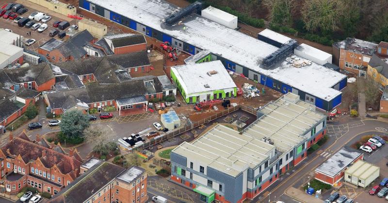 Aerial photographs show new £19.2m hospital wing taking shape