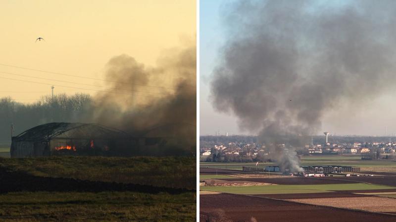 Incendio al campo volo di Cogliate, aerei e hangar devastati dalle fiamme: allarme per la colonna di fumo