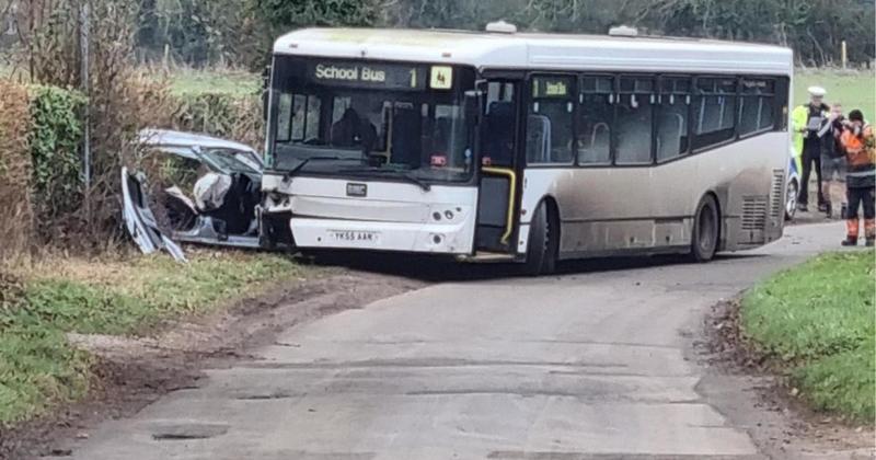 Pupil injured after school bus involved in crash