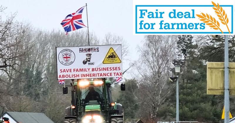 Dozens of tractors flock to racecourse in rally against farmers' tax hike