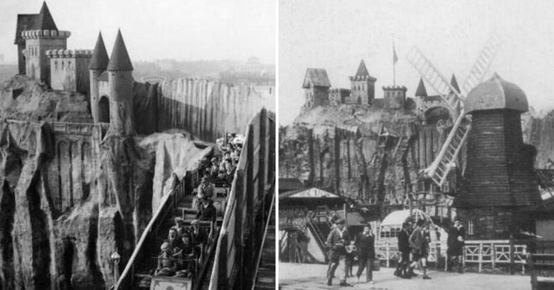 Rare photos show castle on top of rollercoaster nearly 100 years ago