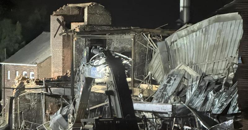 Derelict shoe factory demolished after fire