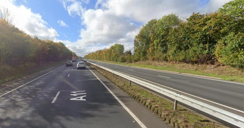 Section of A11 closed after crash