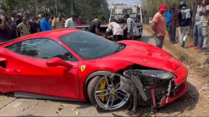 Passengers escape unhurt as a speeding Ferrari rams into a tree in Kochi