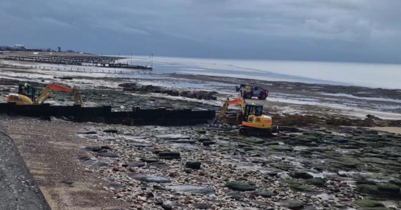 Unsafe groynes removed from beach after storm