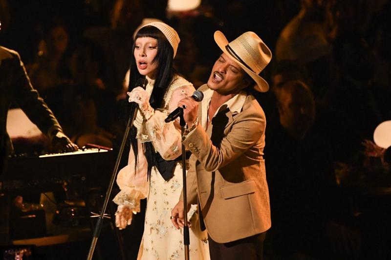 Lady Gaga and Bruno Mars surprise the Grammys stage to raise money for California wildfire relief