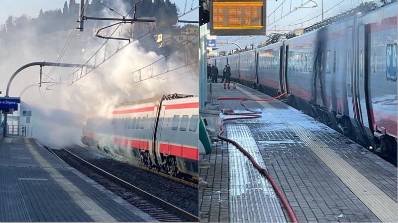 Lastra a Signa, treno in fiamme e paura sul convoglio. Chiusa la stazione