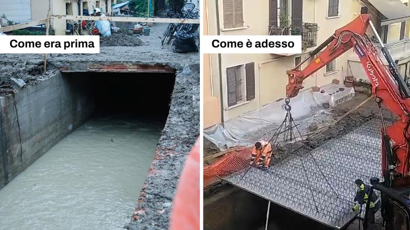 Alluvione, coperto il Ravone in via Andrea Costa