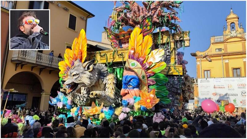 Carnevale di Cento, Dargen d’Amico e la sfilata dei carri: spettacolo puro