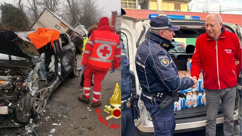 I 22 quintali di latte persi dal camion nell'incidente? Recuperati e donati alla parrocchia