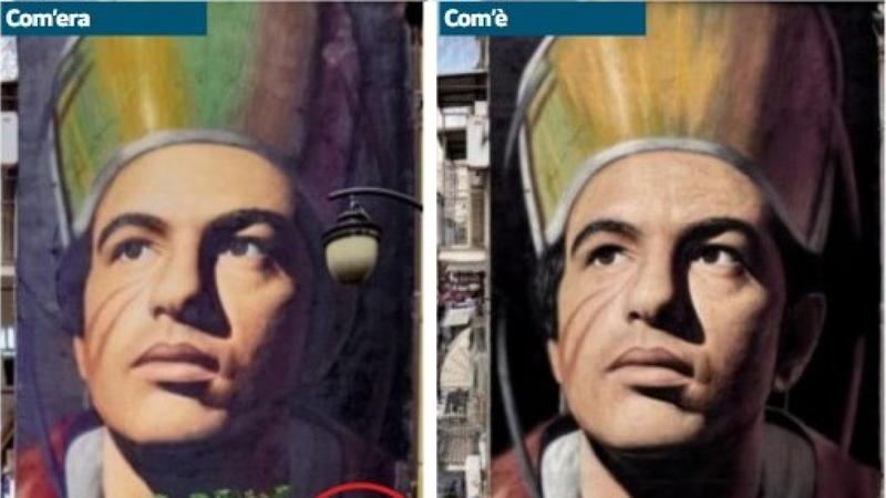 Murale di San Gennaro, dopo il restauro spariteÂ le ampolle: Ã¨ giÃ  polemica per la scelta di Jorit