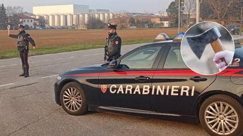 Sfonda con un'ascia la porta di un negozio di alimentari, arrestato