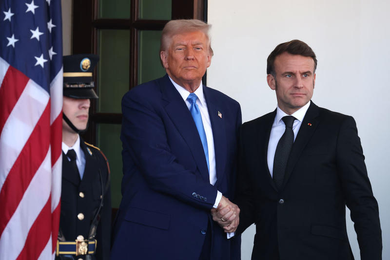 Watch: Trump and Macron share awkward handshake