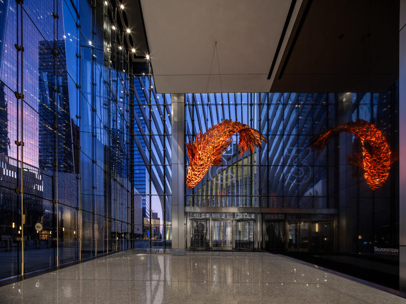 Frank Gehry’s Flaming Fish Now Hangs in the Lobby of 3 World Trade Center