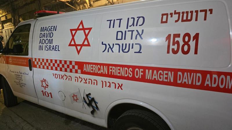 Swastikas sprayed over Israeli flag logo on ambulances in Haredi Jerusalem neighborhood