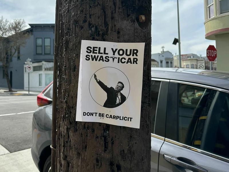 'Sell your Swasticar': Anti-Tesla posters in SF take aim at Elon Musk